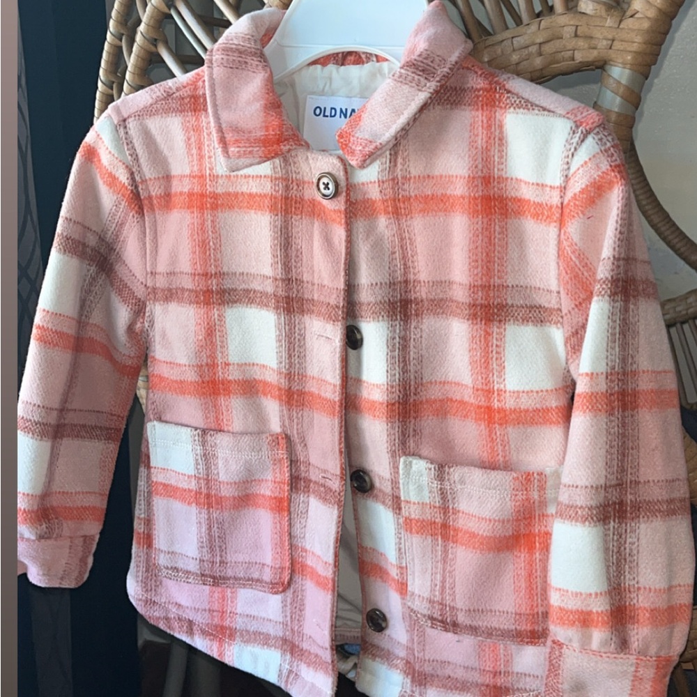 Old Navy Pink and Orange Plaid Kids Blazer